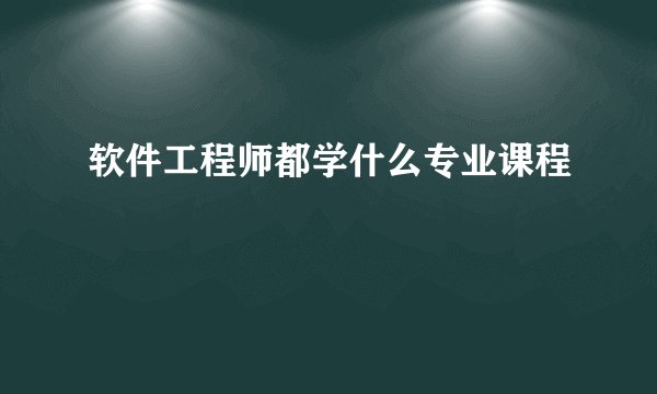 软件工程师都学什么专业课程