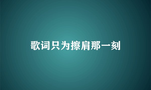 歌词只为擦肩那一刻