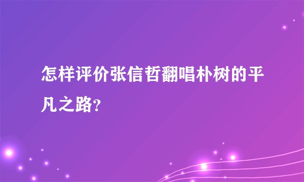 怎样评价张信哲翻唱朴树的平凡之路？
