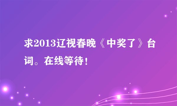 求2013辽视春晚《中奖了》台词。在线等待！