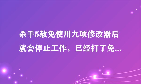 杀手5赦免使用九项修改器后就会停止工作，已经打了免steam补丁，怎么回事