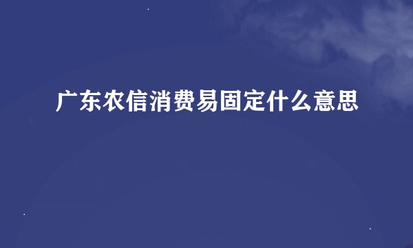 广东农信消费易固定什么意思
