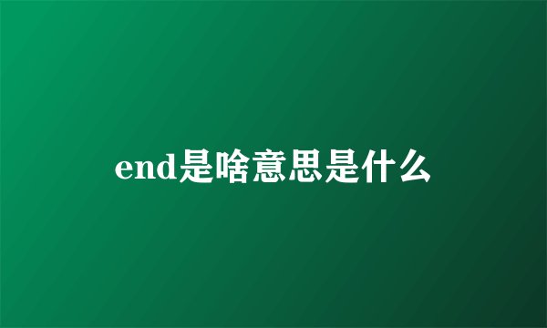 end是啥意思是什么