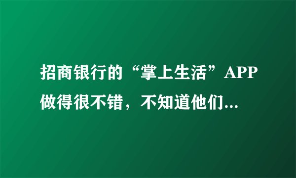 招商银行的“掌上生活”APP做得很不错，不知道他们的服务商是那个？