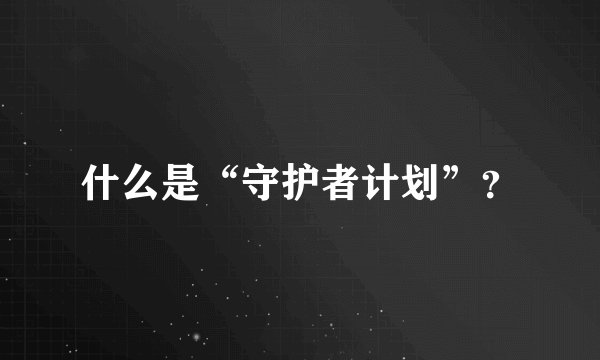 什么是“守护者计划”？