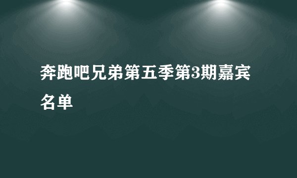 奔跑吧兄弟第五季第3期嘉宾名单