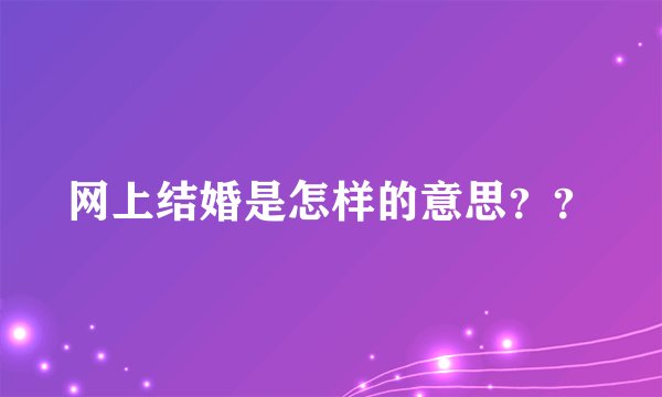 网上结婚是怎样的意思？？