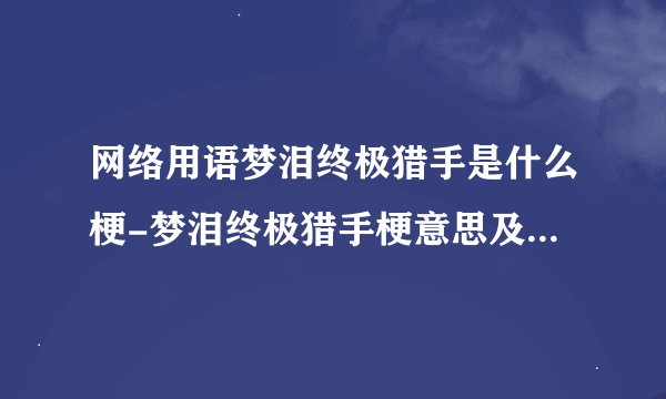 网络用语梦泪终极猎手是什么梗-梦泪终极猎手梗意思及出处分享