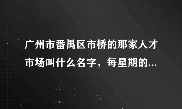 广州市番禺区市桥的那家人才市场叫什么名字，每星期的什么时候有开？