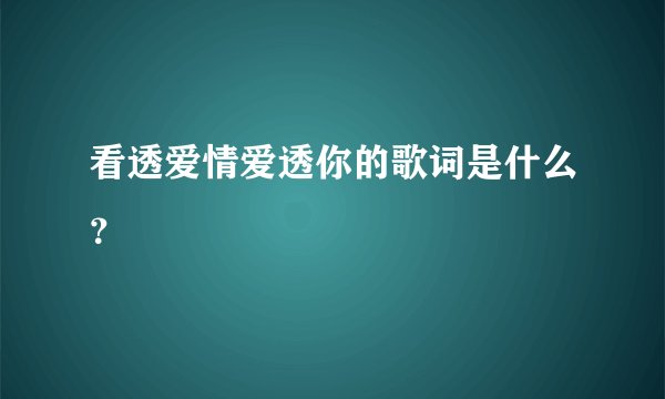 看透爱情爱透你的歌词是什么？