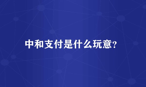 中和支付是什么玩意？