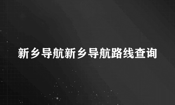 新乡导航新乡导航路线查询