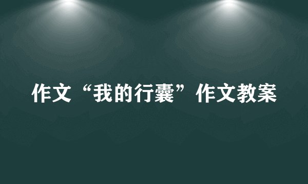 作文“我的行囊”作文教案