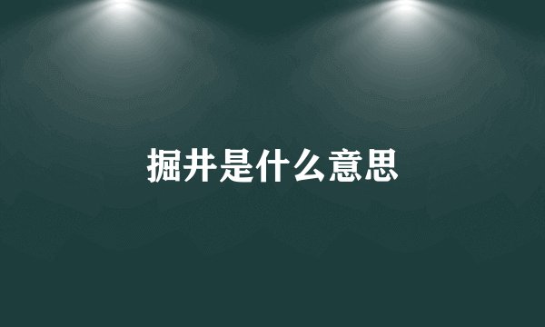 掘井是什么意思