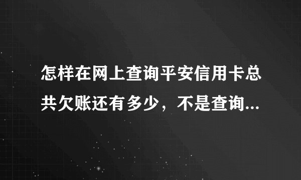 怎样在网上查询平安信用卡总共欠账还有多少,不是查询本期剩余还款谢谢