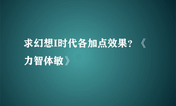 求幻想I时代各加点效果？《力智体敏》