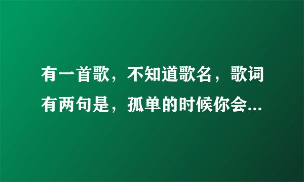 有一首歌，不知道歌名，歌词有两句是，孤单的时候你会不会想我 还有 习惯了没有我的生活 各自承受