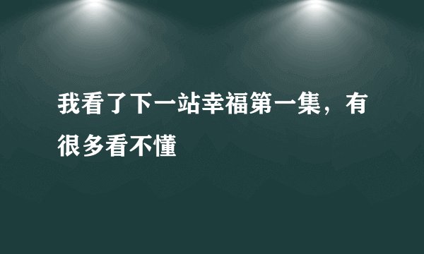 我看了下一站幸福第一集，有很多看不懂