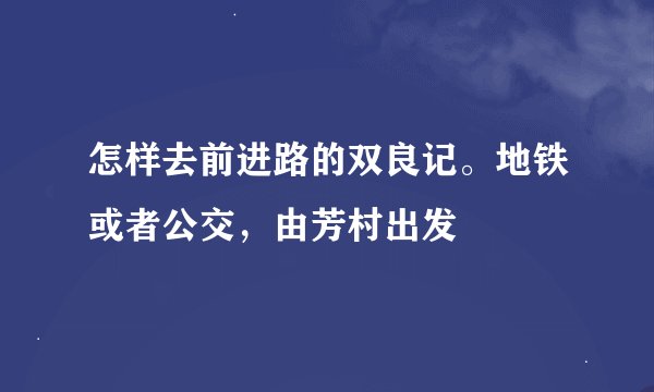 怎样去前进路的双良记。地铁或者公交，由芳村出发