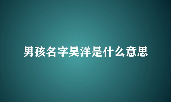 男孩名字昊洋是什么意思