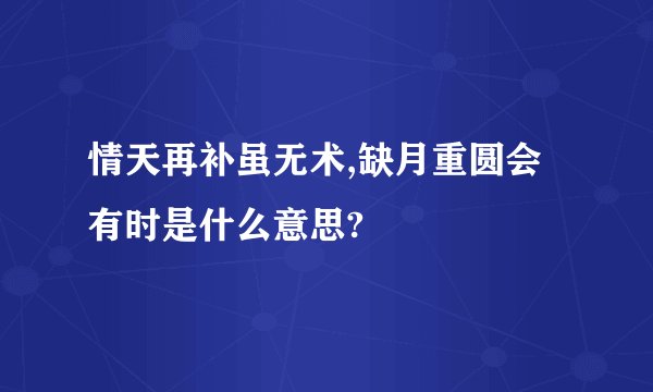 情天再补虽无术,缺月重圆会有时是什么意思?