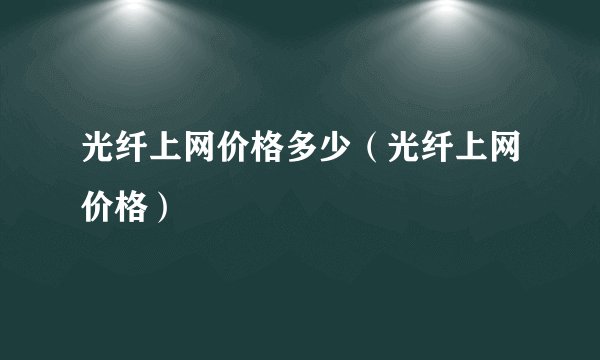 光纤上网价格多少（光纤上网价格）