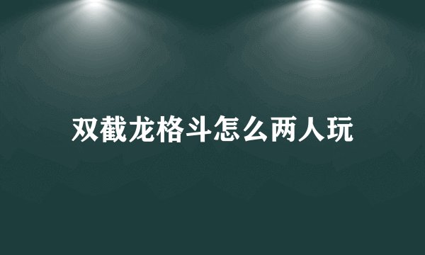 双截龙格斗怎么两人玩