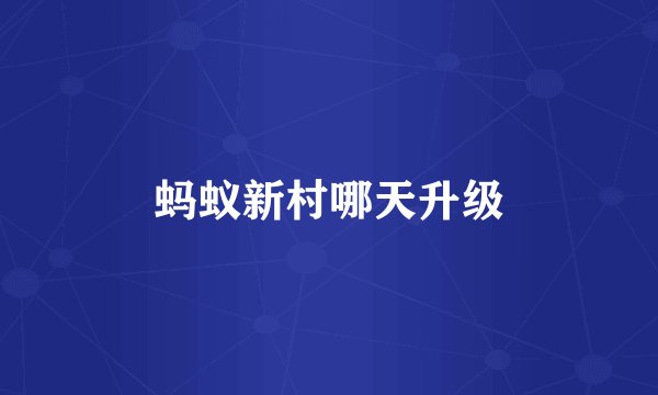 蚂蚁新村哪天升级