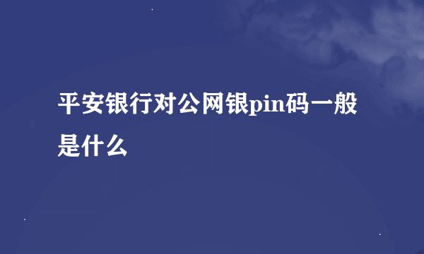 平安银行对公网银pin码一般是什么
