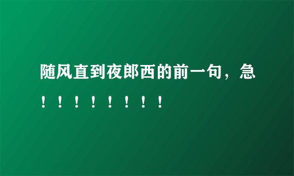 随风直到夜郎西的前一句，急！！！！！！！！
