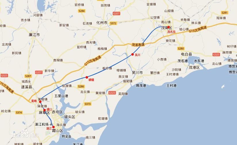 茂湛高速铁路的路线