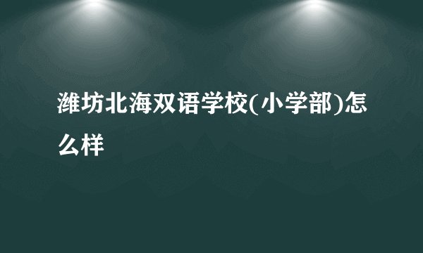 潍坊北海双语学校(小学部)怎么样