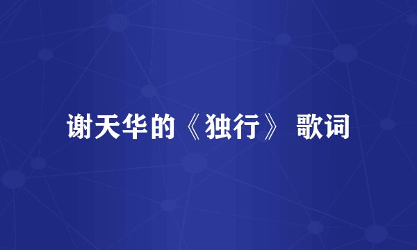 谢天华的《独行》 歌词