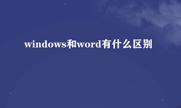 windows和word有什么区别