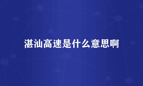 湛汕高速是什么意思啊