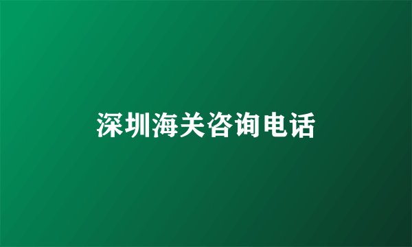 深圳海关咨询电话