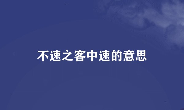 不速之客中速的意思