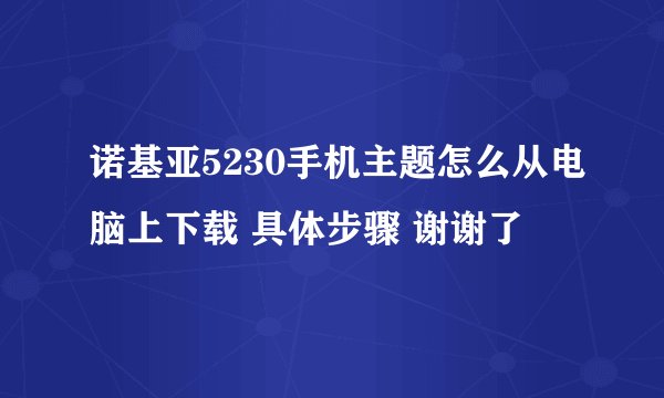 诺基亚5230手机主题怎么从电脑上下载 具体步骤 谢谢了