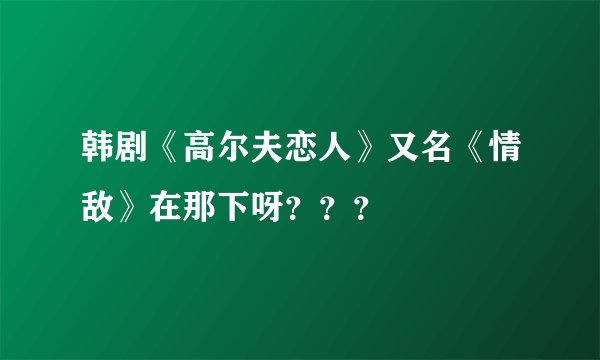 韩剧《高尔夫恋人》又名《情敌》在那下呀？？？