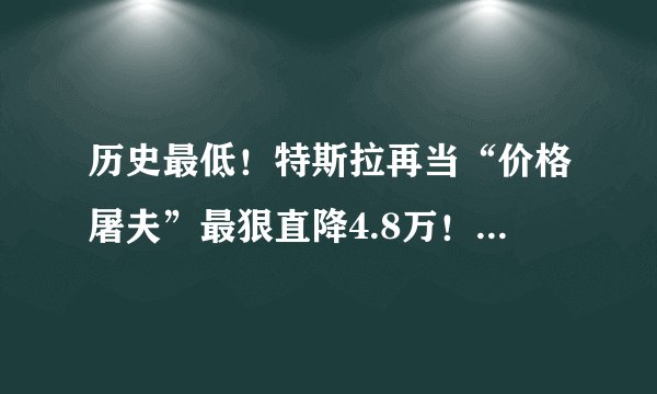 历史最低！特斯拉再当“价格屠夫”最狠直降4.8万！为何三个月内四次降价？