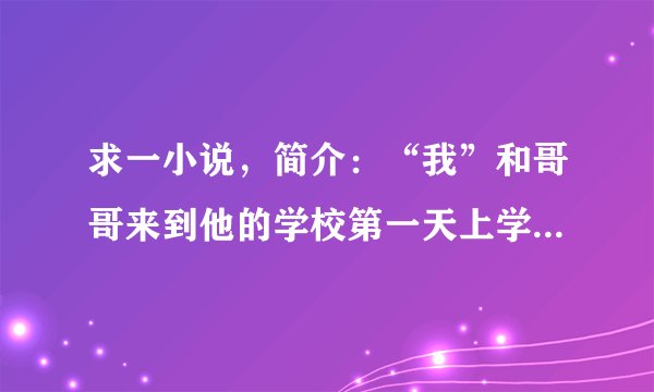 求一小说，简介：“我”和哥哥来到他的学校第一天上学就被泼了一身水