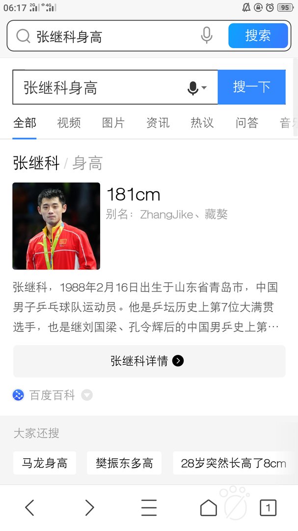 张继科现在多高？有185吗？