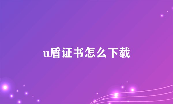 u盾证书怎么下载