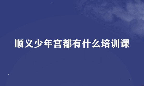 顺义少年宫都有什么培训课