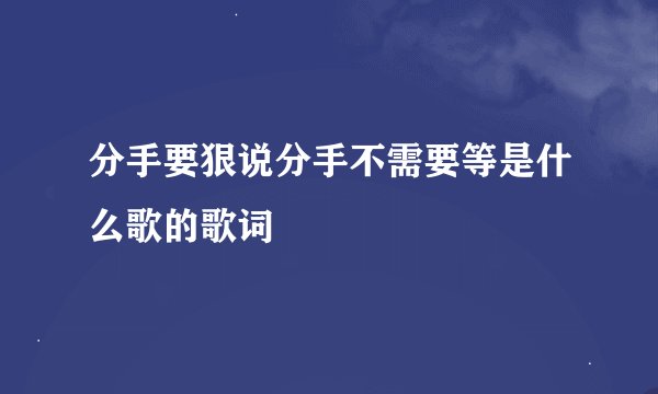 分手要狠说分手不需要等是什么歌的歌词
