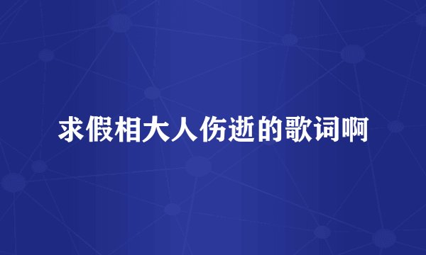 求假相大人伤逝的歌词啊