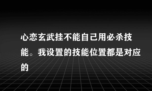 心恋玄武挂不能自己用必杀技能。我设置的技能位置都是对应的