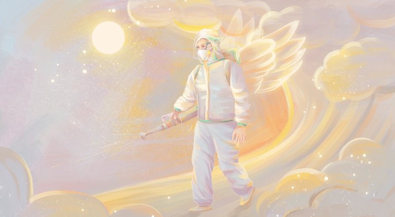 漫画版医护骑车抗疫看破防了,这幅画体现了怎样的正能量?