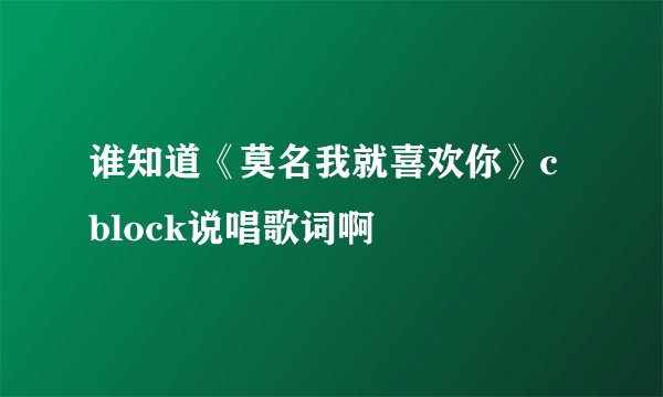 谁知道《莫名我就喜欢你》c block说唱歌词啊