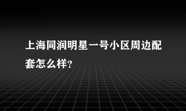 上海同润明星一号小区周边配套怎么样？